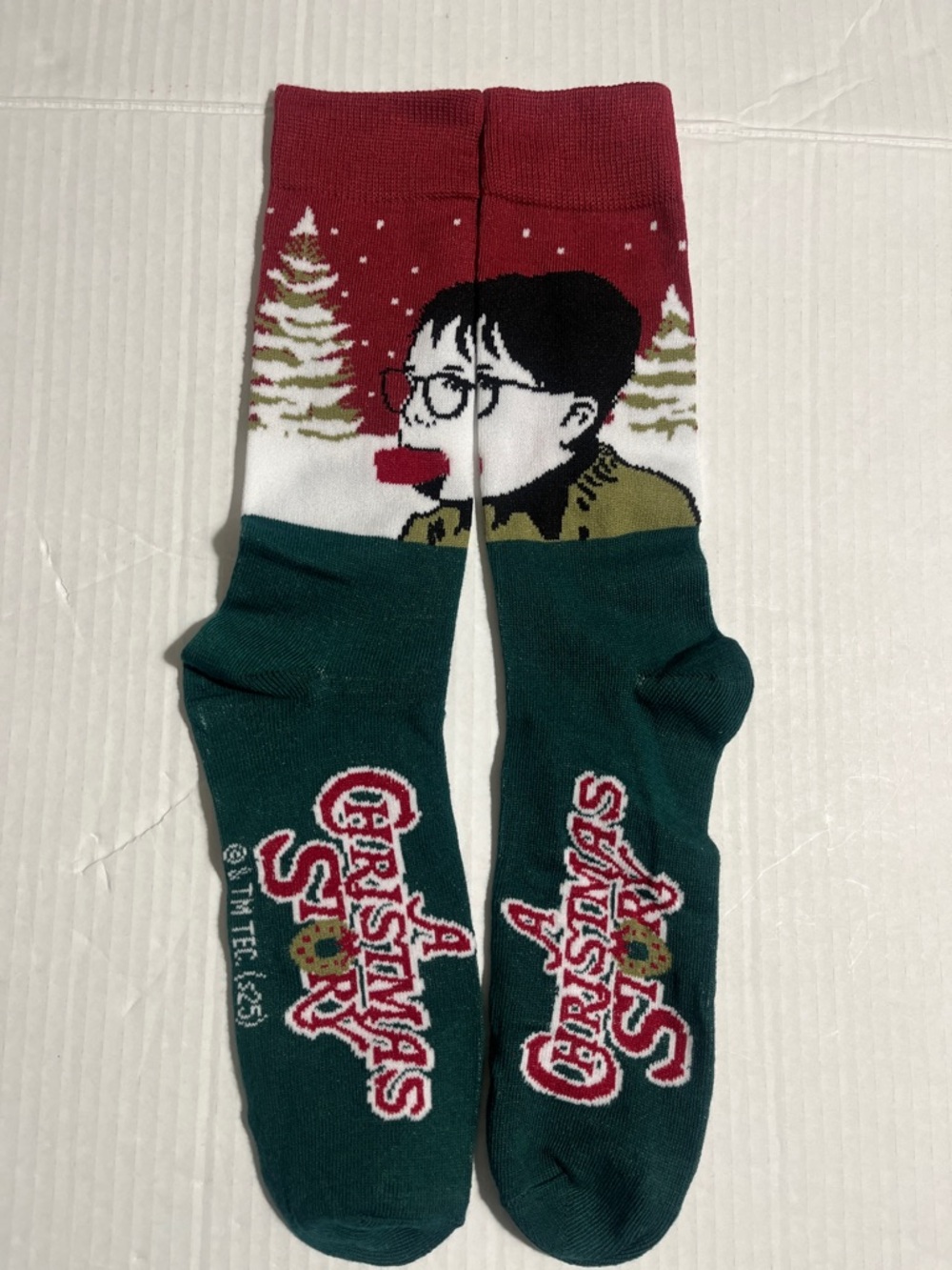 Christmas Story Holiday Crew Socks - Red, Green, White